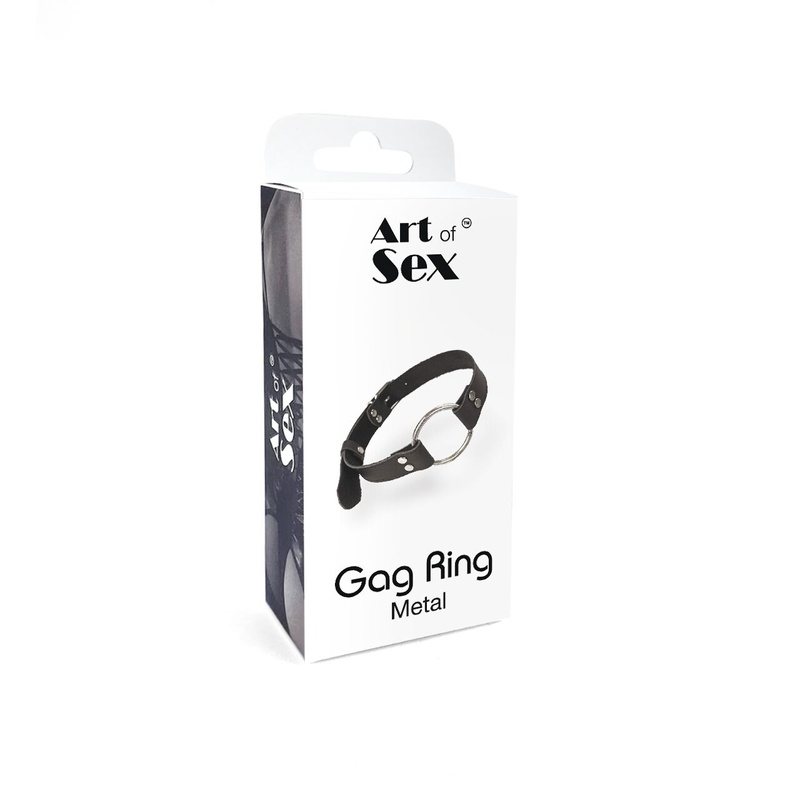 Кляп Металеве кільце із натуральної шкіри Art of Sex - Gag Ring Metal, колір Чорний SO6790 фото