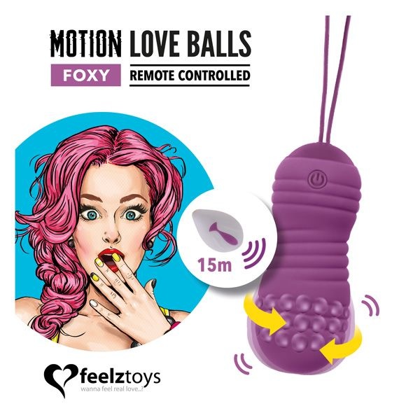 Вагінальні кульки з перловим масажем FeelzToys Motion Love Balls Foxy з пультом дистанційного керува SO3854 фото