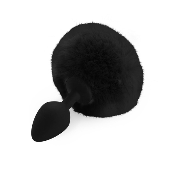 Силіконова анальна пробка М Art of Sex - Silicone Bunny Tails Butt plug, колір Чорний, діаметр 3,5 с SO6694 фото