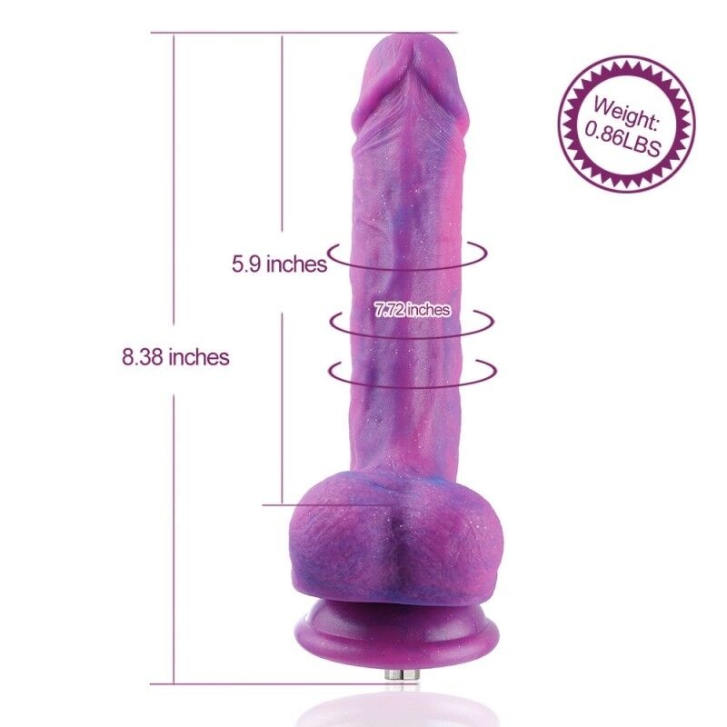 Фалоімітатор 8.2″ з вібрацією для секс-машин Hismith Purple Silicone Dildo with Vibe, знімний конект SO6212 фото