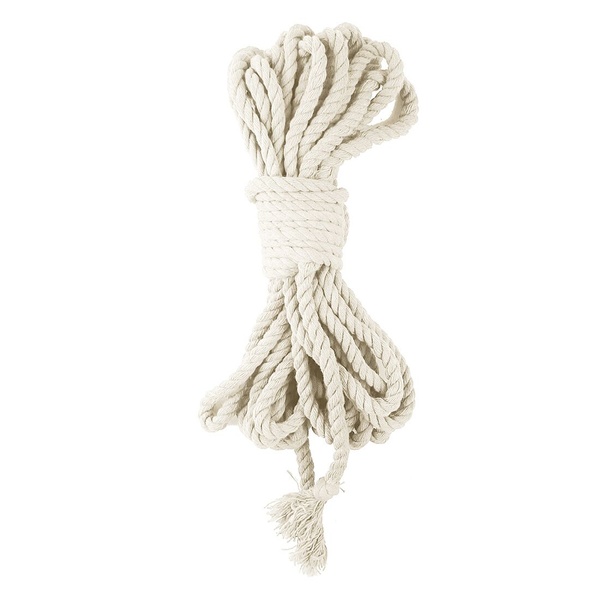 Бавовняна мотузка BDSM 8 метрів, 6 мм, білий колір SO5212 фото