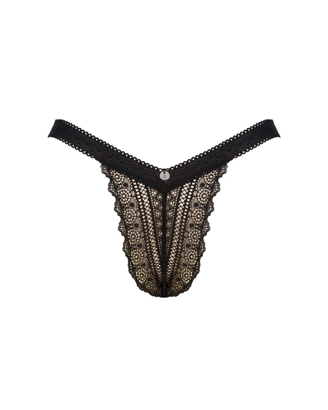 Мереживні трусики із заниженою талією Obsessive Estiqua panties M/L, чорні SO7261 фото